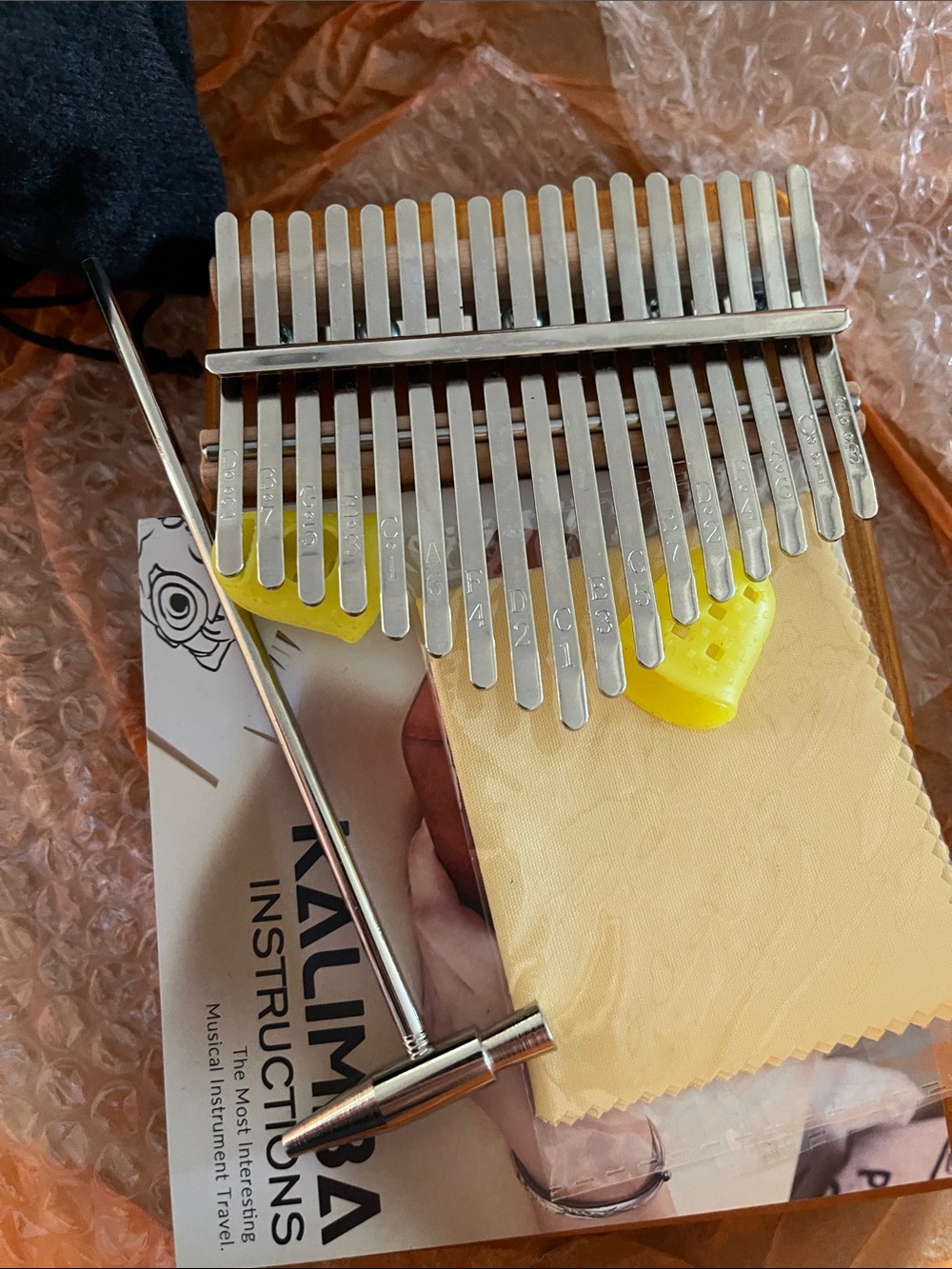 Thumb Piano - Silver with Yellow Accents